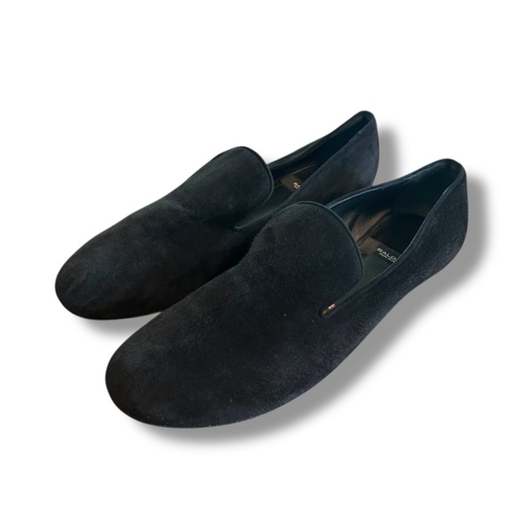 Baldan 41 loafer black suede slip on house shoe preppy classic made in Italy
